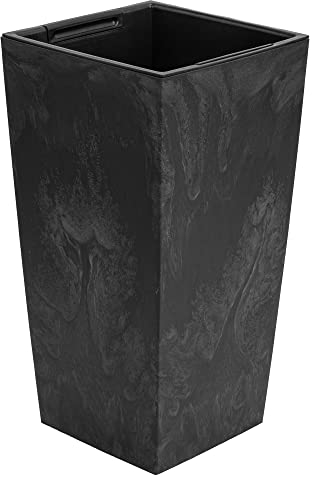 botle Fioriera da 2 l, effetto cemento, altezza 200 mm, vaso da fiori in plastica, vaso quadrato, cemento struttura antracite colore per interni/esterni, giardino, patio, soggiorno, terrazza