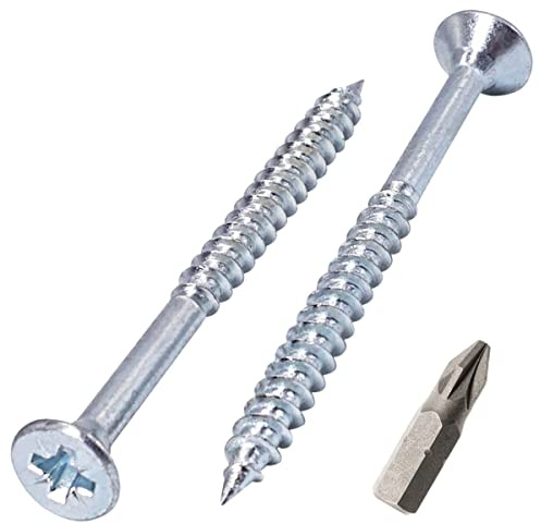 SKIR'CO 50 viti in acciaio zincato 4,0 x 50 mm argento legno viti truciolare, filettatura parziale, testa svasata Pozidriv