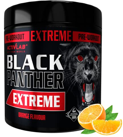 Activlab Pre Workout Booster 300g Orange BlackPantherEXTREME | Preworkout Pulver mit Citrullin, Kreatin, Beta-Alanin, HMB, natürlichem Koffein, Vitamin-B-Komplex, 15 Portionen