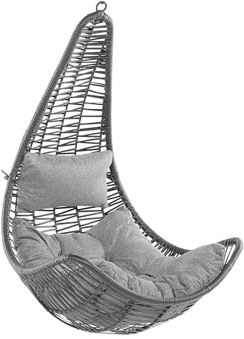 Bequemer Hängekorb in Schwarz Rattan inkl. Sitz- und Kopfkissen Boho Stil Atri II