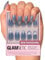 Glamnetic Press On Nails - Baby Blues | Short Almond, Pastel Blue Nails with a Mesmerizing Metallic Finish | 15 Sizes - 30 Nail Kit with Glue
