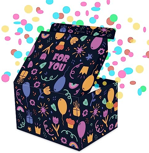 FETTIPOP Geschenkbox DIY, Geschenkkartons Explodierende (Regenbogenblumen) 18,5x14x11 cm, Überraschung Explosion Geschenkbox Pop Up mit Wow-Effekt