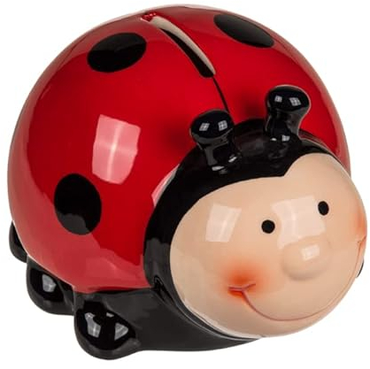 Spardose Marienkäfer aus Keramik, Original Spardose mit Deckel und Schlüssel.