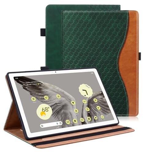 Vkooer Hülle für Google Pixel Tablet 2023 (11 Zoll) PU Leder Schutzhülle [Auto Schlaf/Wach Funktion] Flip Tasche Case mit Standfunktion für Google Pixel 2023 Tablette - Dunkelgrün