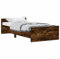 vidaXL Bettgestell, Bettrahmen mit Lattenrost, Bett Gästebett mit Kopfteil Fußteil, Einzelbett Schlafzimmerbett Schlafzimmermöbel, Räuchereiche 100x200cm Holzwerkstoff