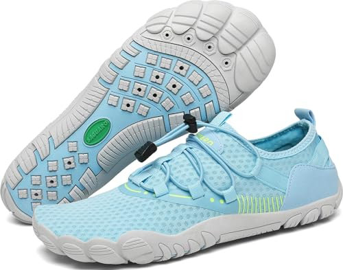 SAGUARO Homme Femme Chaussures pour Piscine et Plage Chaussons de Plongée d'eau Chaussettes Aquatiques pour Sports Nautiques Natation Surf Voile Mer Rivière, Bleu Clair, 44 EU