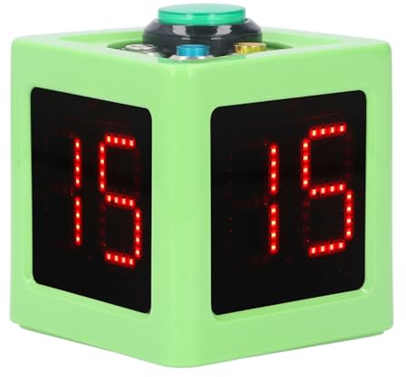 Fockety Würfel-Timer, 4-seitiges Ziffern-LED-Display, Poker-Timer, Shot-Clock mit 5 Helligkeitsstufen, Sekunden-Countdown-Timer mit Piepton-Erinnerung für Poker, (EU-Stecker)