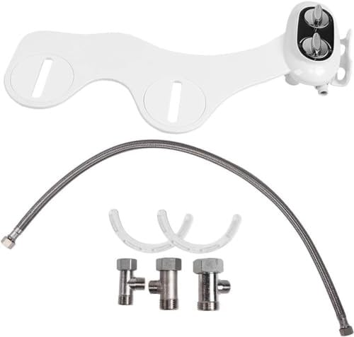 DaoGeSir Bidet Toilet Seat Attachment With Non-Electric Dual Nozzle Ultra-Slim Self Cleaning Sprayer With Adjustable Water Pressure Toilet Seat Attachment For Sanitary And Feminine Wash