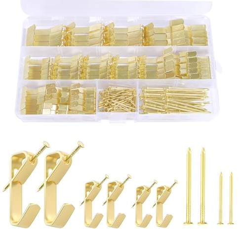 164 Pezzi Ganci per Quadri Chiodi per Quadri Muro Kit Ganci Per Quadri Muro Ganci Con Chiodi Kit per Appendere Quadri Appendi Quadri per la Casa I'ufficio Appendere Foto Specchi Decorazioni Oro