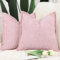Madizz 2er Set Chenille Samt mit Rand Kissenbezüge Weiche Dekorativ Zierkissenbezüge Modern Kissenhülle für Sofa Wohnzimmer Schlafzimmer Rosa 60x60 cm