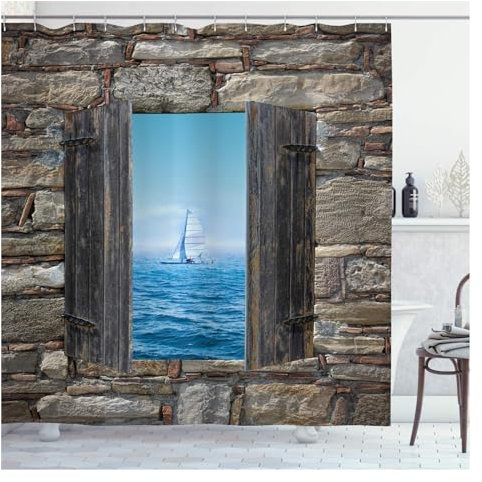Shower Curtain Better Curtains Pirate Porthole Sailor Polyester Shower Curtain Wall Decoration Hanging Curtains Bathroom Curtains (Color : 14, Size : 120Wx180H CM)
