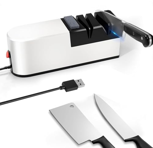 Asheyya 5 in 1 Knife Electric Knife Sharpener, Professional Diamond Knife Sharpeners for Rough Sharpening, Repair and Sharpening of Knives (USB Style)