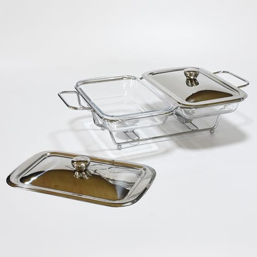 Scaldavivande a Buffet Scaldavivande, Scaldavivande a Buffet Rotondo in Acciaio Inossidabile 304, Struttura in Ferro + Vetro, Set Versatile di Piatti per Pesce, Adatto per Fornelli a Gas, per