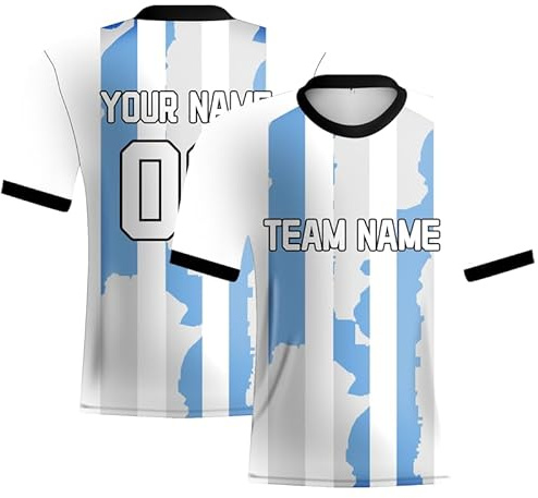 Camiseta de fútbol personalizada para hombre, mapa del país, camisetas blancas y grises, ropa deportiva, equipo de fútbol argentino, añade nombre del equipo, número, logotipo, ropa deportiva para