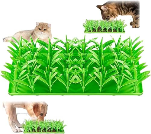 Tapis d'herbe en silicone pour chats 2024 - Tapis d'herbe pour chat d'intérieur - Tapis d'alimentation lente pour chats et chiens (1 pièce)