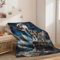 Wolldecke Winter Wolf Mit Tiermotiv Mond Flauschige Kuscheldecke, Weiche Fleecedecke als Sofa- und Couchdecke, Warme Wohndecke 70x100 cm