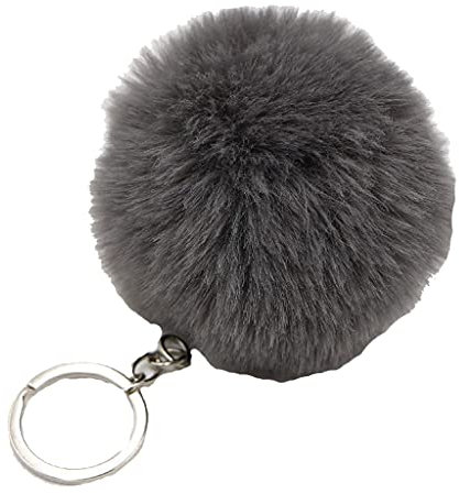 JSGHGDF 1 porte-clés pompon en forme de pompon pour filles et femmes avec pendentif de sac, accessoires de bijoux, gris foncé