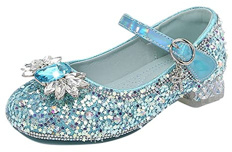 Mode Kleinkind und Mädchen Freizeitschuhe Tanzschuhe Runde Zehenschnalle Kleid Schuhe Schuhe Aus Autoreifen (Blue, 31 Little Child)