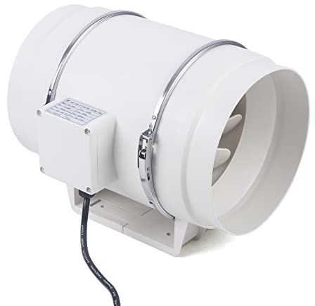 Cutycaty 195mm Rohrventilator 900m³/h Rohrlüfter, Kanal Rohrventilator, Inline-Abluftventilator, Kanalventilator für Wintergarten, Gewächshaus, Keller, Garage, Küche, Badezimmer (130 W)