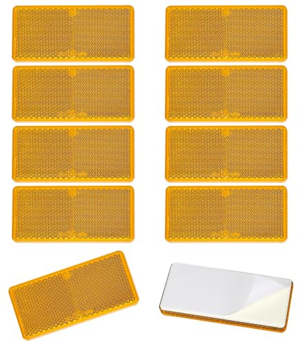 Yinaolan 10 x Catarifrangente Adesivo Rettangolare Giallo Sicurezza Posteriore Riflettente Incollare Adesivi Stradali Per Caravan RV Auto Camion Rimorchio
