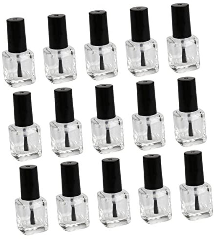 DRESSOOS 15St Flasche Nagellack Nagellackflasche Reagenzflaschen Spender Etiketten Poliermaschine drücken Bausatz sprühflasche Nagelflasche aus Glas transparente Nagelflasche Plastik Black