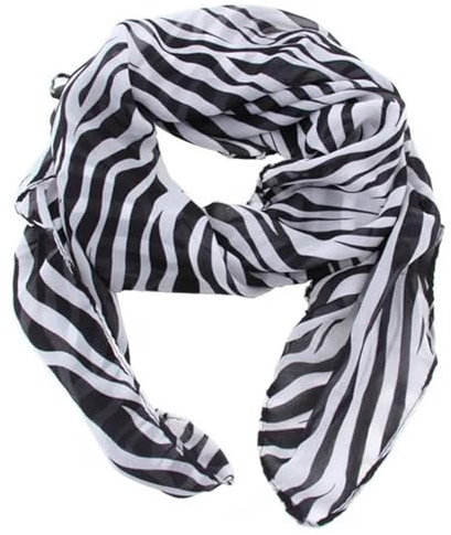 INOGIH Damen-Schal mit Tierdruck, Chiffon, modisch, Zebra-Druck, leicht, lang, Schal, Zebramuster, 38