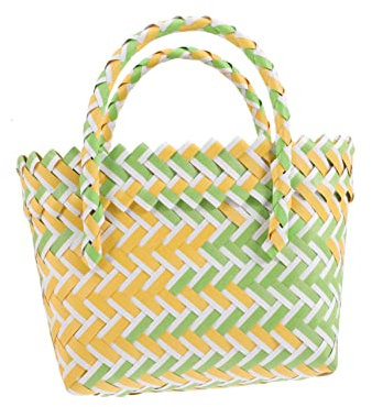 WRITWAA Sacco di tessuto borsa da spiaggia borse da donna borse tote da donna borse della spesa Borsetta bags for women ladies bag borsa per le donne borsa cestino intrecciata plastica pp