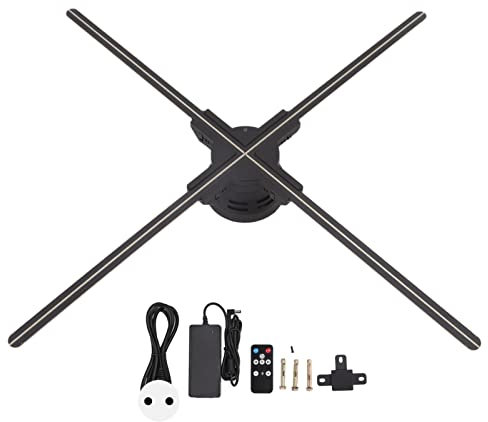 Ventilador LED de Pantalla Holográfica 3D, de Holograma de Pantalla Grande de 80 Cm, Resolución 1600x928, 928 Perlas de Lámparas, Control Móvil, Múltiples Modos de (Enchufe de