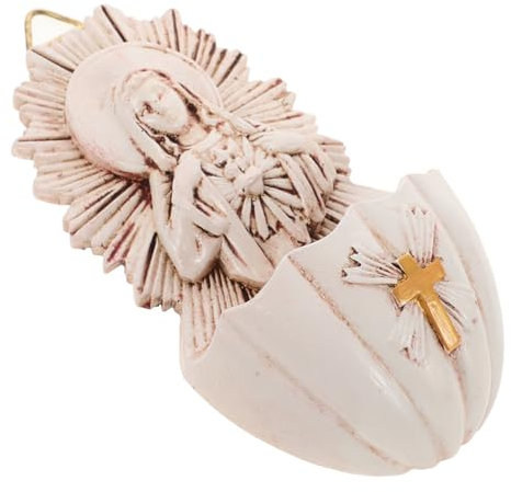 MAGICLULU Wand Heiligwasserfontäne Deko Aus Harz Katholische Wandhängedeko Für Eingänge Für Zuhause Und Kirchen Symbolisiert Glauben Und Segnungen