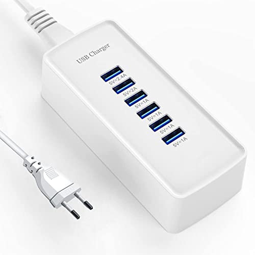 Caricatore rapido USB, stazione di ricarica portatile a 6 porte, adatto per vari dispositivi, compatibile con iPhone iPad、 caricabatterie USB Samsung, Google, Xiaomi, Huawei e altri