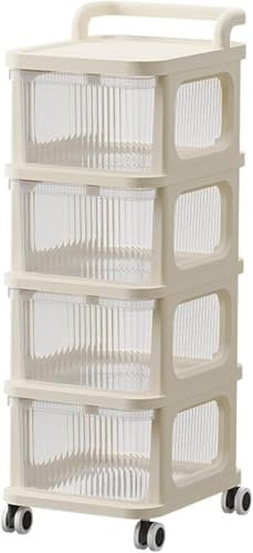 Bedding Home 4 Tier Stackable Storage Drawers | Large Storage Boxes with Lids on Rolling Wheels | Plastic Drawers Cart Unit for Bathroom Kitchen Office (4 Tier)