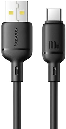 Baseus Silky Series Schnellladekabel, 100 W, USB auf Typ-C, 1 Meter Länge, Schwarz