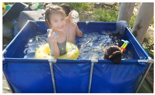 Faltbarer PVC-Aufstellpool mit Stahlrahmen, inklusive Ablassventil für einfache Wartung, ideal für Hinterhof, Garten und Camping im Freien