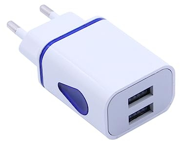 TEHAUX Cargador de Pared USB con Doble Adaptador de Viaje con Luz LED Nocturna Forma de Compatible con Smartphones Enchufe Compacto Azul