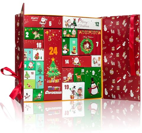 Adventskalender zum Befüllen mit 24 Weihnachtskalender Boxen, Geschenkboxen zum Basteln für Kinder Erwachsene Weihnachtsdeko