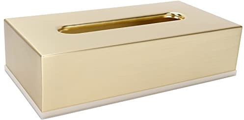 Tyenaza Gold Edelstahl Taschentuchbox, Taschentuchbox Innovativer rechteckiger Serviettenpapierhalterbehälter aus 304 Edelstahl, Gold