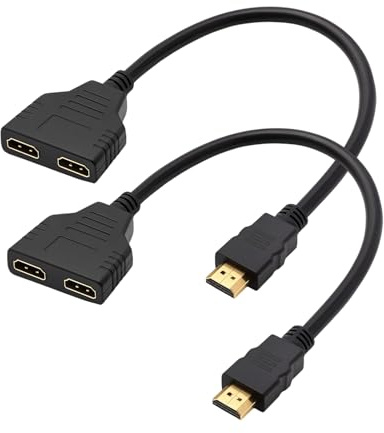 Lunpoem 2PCS HDMI Splitter Adapter Monitore 2 in 1 Out Stecker Mâle vers Double 1080P HDMI, LED Monitor, Projektor und Gaming-Konsolen, gleichzeitig mit 1080P HD Bildqualität