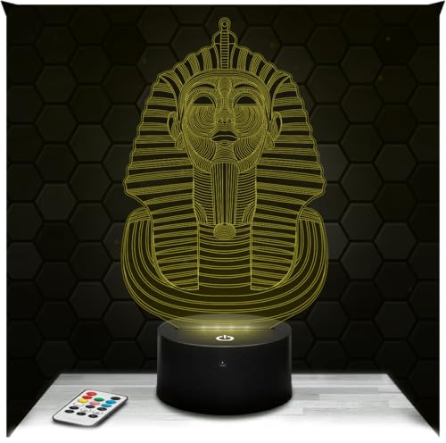 Lampephoto.fr - Lampe Pharao 3D Touch Nachtlicht Ägypten | Made in France, Sockel & Größe wählbar, dimmbar, Batterie/USB, HD-Lasergravur, Geschenk für Sie & Ihn