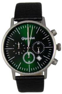Gigandet Armbanduhr Multifunktion Herren Damen Edelstahl Leder Silber Grün G22-010