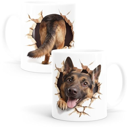 MoonWorks® Tasse für Schäferhund-Halter Geschenk Hundebesitzer Tierfreunde Keramikbecher Vierbeiner Weiss standard
