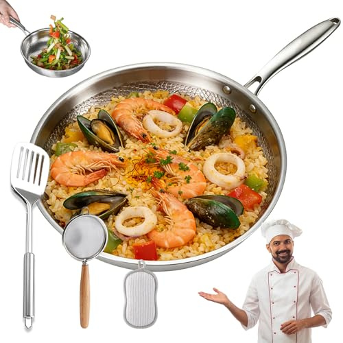 Drbrrly Sartén Titanio Puro, Sartén de Titanio con Tapa y Espátula, Libre de PTFE y PFOA, Antiadherente y Resistente a los Arañazos, Apta para Todo Tipo de Cocinas (Sin tapa, 24cm)