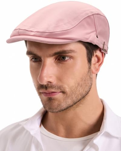 ZLYC Summer Ivy Casquette Plate en Coton pour Homme, sergé Rose, Taille Unique