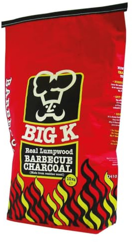 Big K Lumpwood Charcoal 10kg | BBQ Fuel for Grilling | Suitable for Smokers, Garden Events, Camping & Outdoor Entertaining