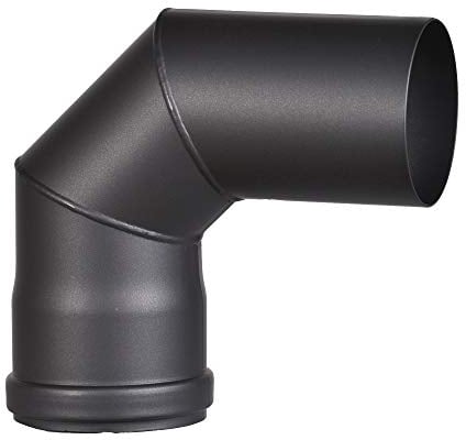 FIREFIX R80/B90 Pelletofenrohr-Bogen aus 1,2 mm starken Stahl in 80 mm Durchmesser, für Pelletöfen und Pelletfeuerstellen, Senotherm, schwarz, 90 Grad, ohne Tür