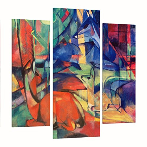 Bilderwelten Leinwandbild 3-teilig Franz Marc Rehe im Walde Galerie 80x30cm 100x40cm 80x30cm