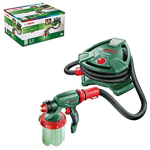 Bosch paint spray system PFS 5000 E (2x 1000 ml paint tanks, nozzle for wall paint (white)/varnishes (grey)/lacquers (black), paint filter, cleaning brush, in Carton Packaging)