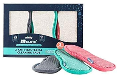 2 x M Cloth '3 Pack' - Anti-bacterial Cleaning Pad - Grey, Pink, Green