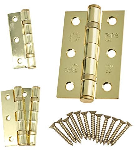 Door Hinges 3 76mm Ball Bearing, 2 Pairs (4 Hinges) (PVD Brass)