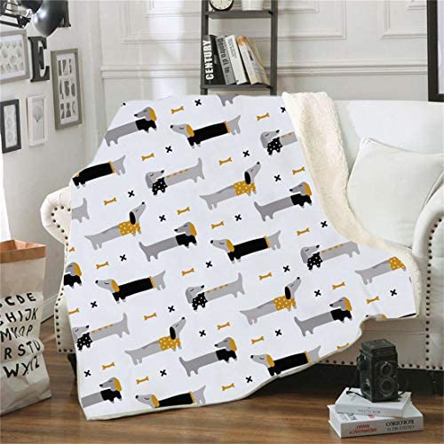 Samt Leichte Decke, Morbuy 3D Kuscheldecke Sofadecke Bettüberwurf Erhältlich Decke Tagesdecke Decke für Sofa und Bett Falten-beständig Schmusedecke (150x130cm,Dackel)