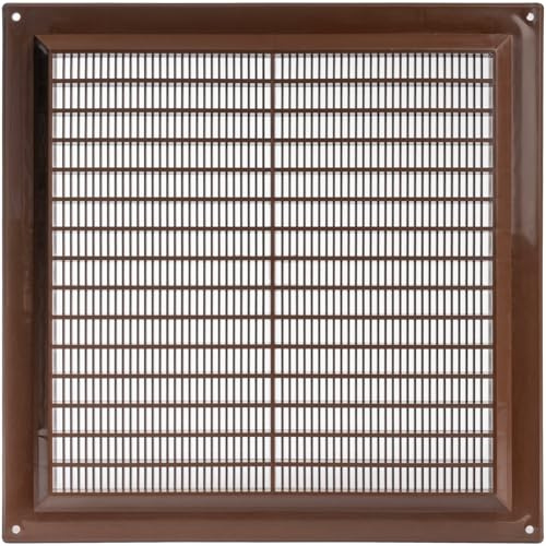 Vent Systems 250 x 250 mm Braun Quadratisches Lüftungsgitter - Kunststoff Abdeckung mit Insektenschutz, Mauerlüftung, HVAC Luftauslass für Innen-/Außen, Decken, Schuppen, Wohnwagen, Heimwerkerbedarf